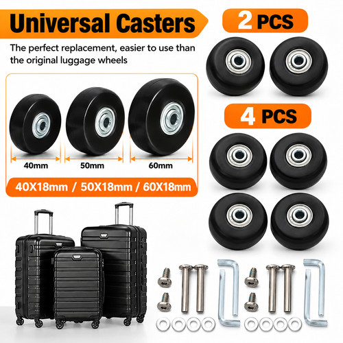 50x18mm luggage wheels set - 50x18mm,